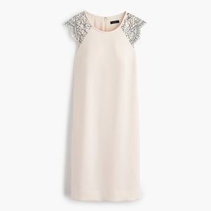 J. Crew Lace Cap‎ Sleeve Pocket Ivory Shift Dress 6